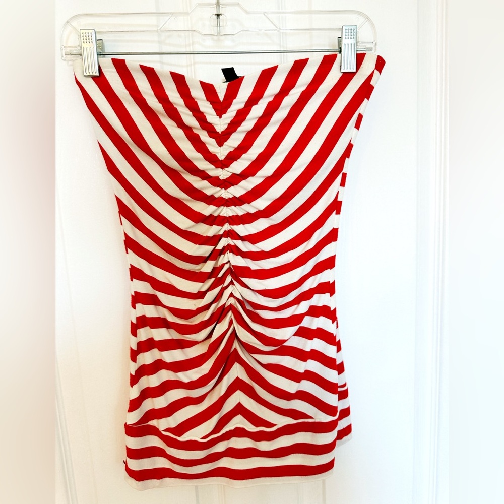 Red & White Nautical Bebe tube top